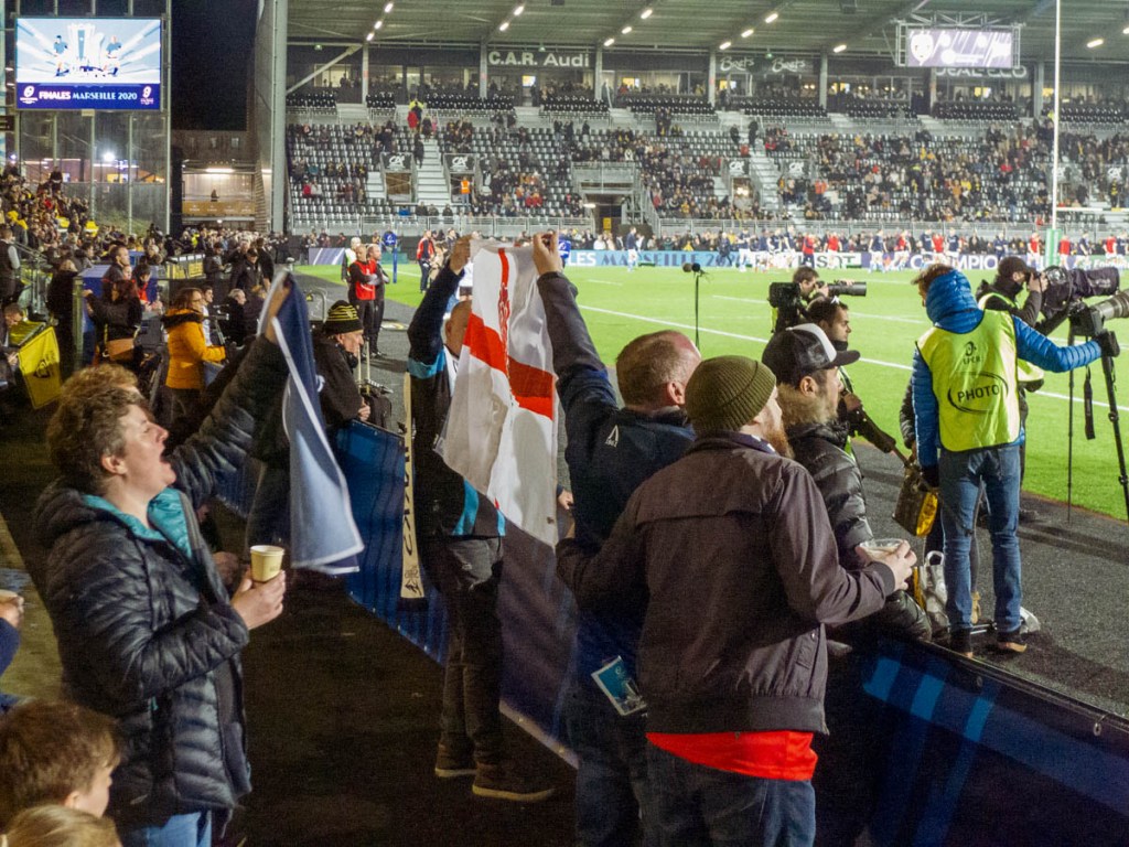 Sale supporters at Stade Marcel Deflandre